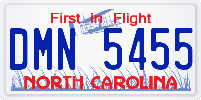 NC license plate DMN5455