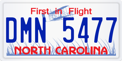 NC license plate DMN5477