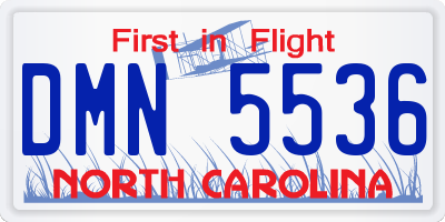 NC license plate DMN5536
