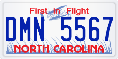 NC license plate DMN5567