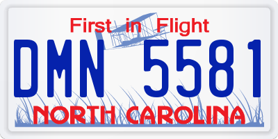 NC license plate DMN5581