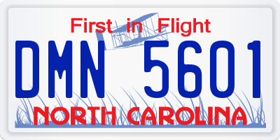NC license plate DMN5601