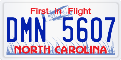 NC license plate DMN5607