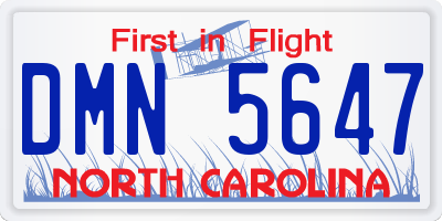 NC license plate DMN5647