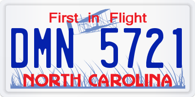 NC license plate DMN5721