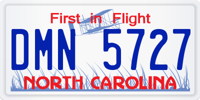 NC license plate DMN5727