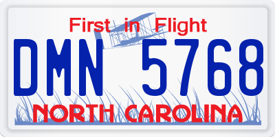 NC license plate DMN5768