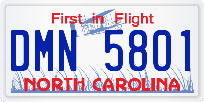 NC license plate DMN5801