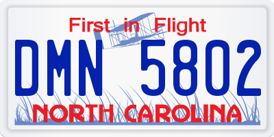 NC license plate DMN5802