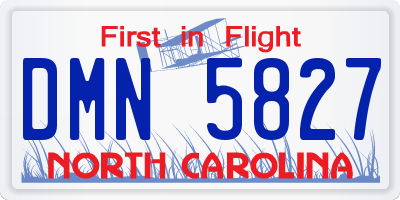NC license plate DMN5827