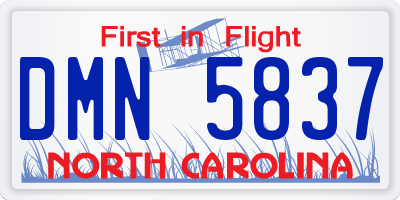 NC license plate DMN5837