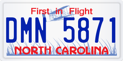 NC license plate DMN5871