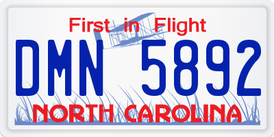 NC license plate DMN5892