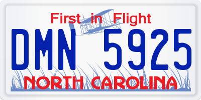 NC license plate DMN5925
