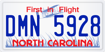 NC license plate DMN5928