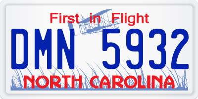 NC license plate DMN5932