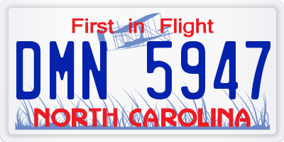 NC license plate DMN5947