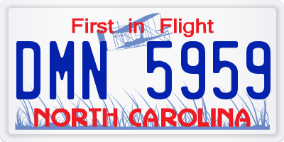 NC license plate DMN5959