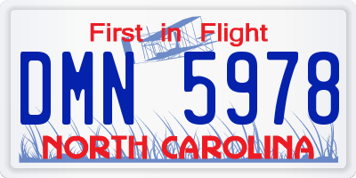 NC license plate DMN5978