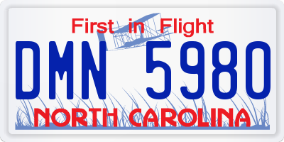 NC license plate DMN5980