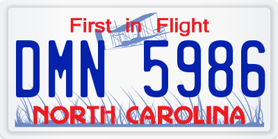NC license plate DMN5986