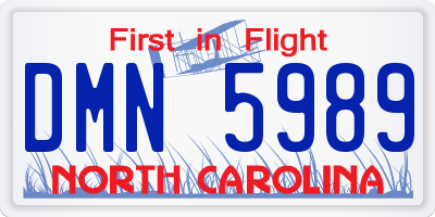 NC license plate DMN5989