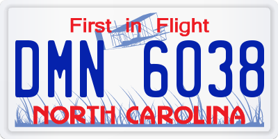 NC license plate DMN6038