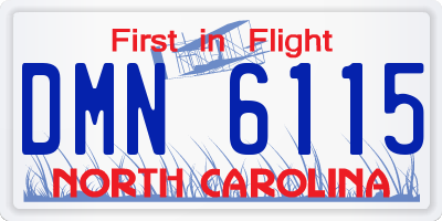 NC license plate DMN6115