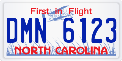 NC license plate DMN6123
