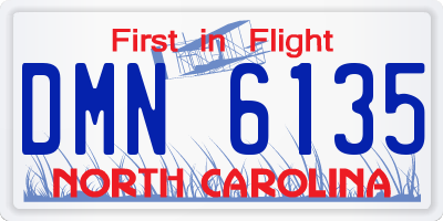 NC license plate DMN6135