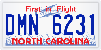 NC license plate DMN6231