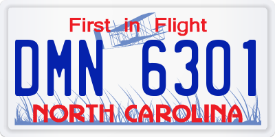 NC license plate DMN6301