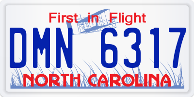 NC license plate DMN6317