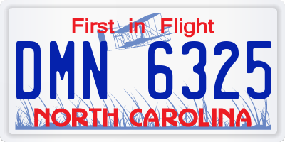 NC license plate DMN6325