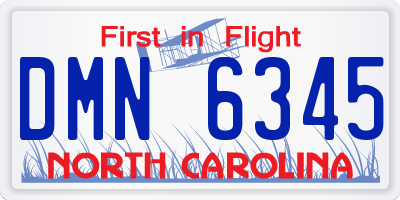 NC license plate DMN6345