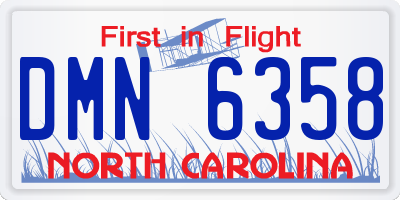 NC license plate DMN6358