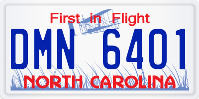 NC license plate DMN6401