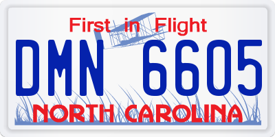 NC license plate DMN6605
