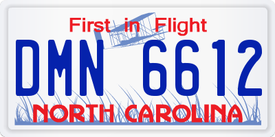 NC license plate DMN6612