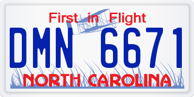 NC license plate DMN6671