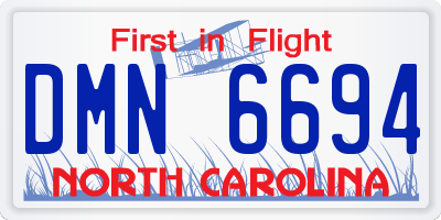 NC license plate DMN6694