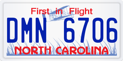 NC license plate DMN6706