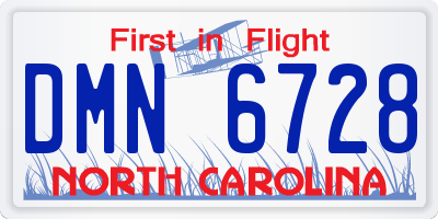 NC license plate DMN6728