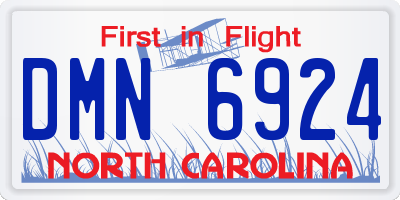 NC license plate DMN6924