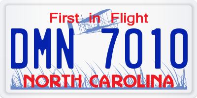 NC license plate DMN7010