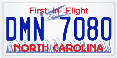 NC license plate DMN7080