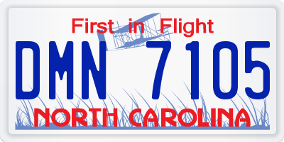 NC license plate DMN7105