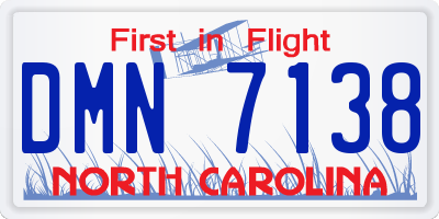 NC license plate DMN7138