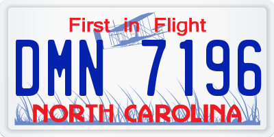 NC license plate DMN7196