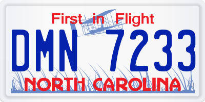 NC license plate DMN7233